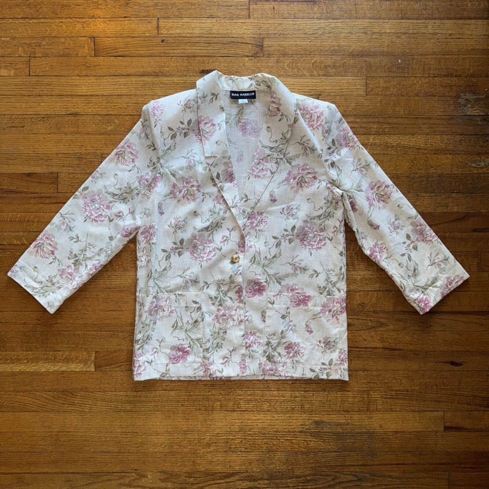 Vintage Sag Harbor Floral Spring Summer Wedding‎ Blazer Size 12